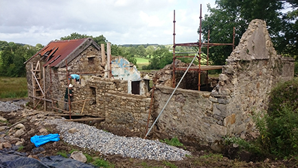 rebuilding rear wall of cottage
